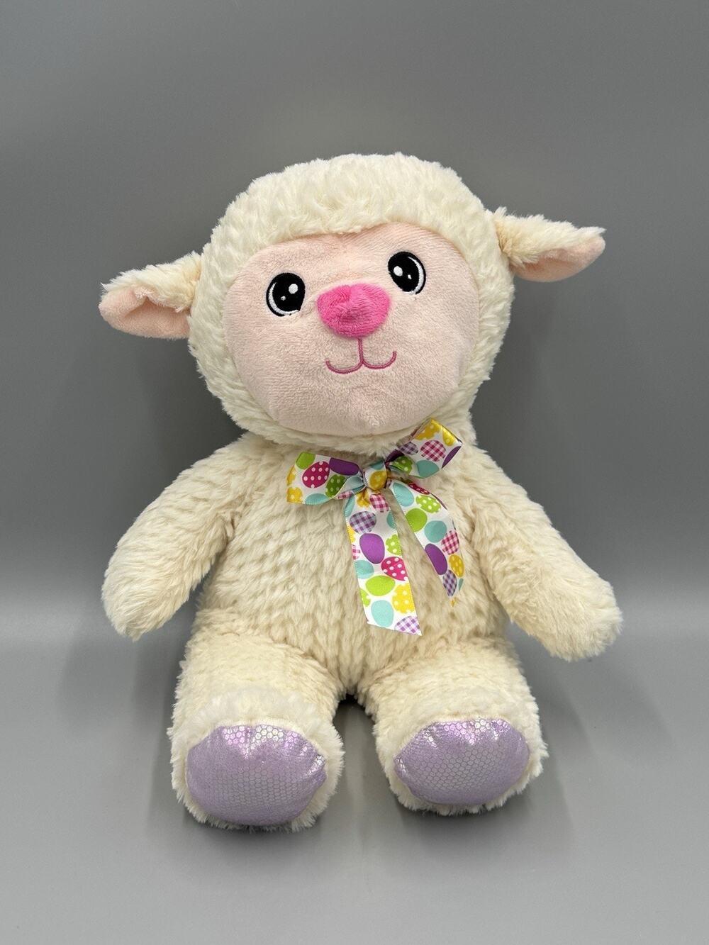 Greenbrier Lamb Plush W/ Ribbon Bow 15” Stuffed Animal Sheep Pink Nose